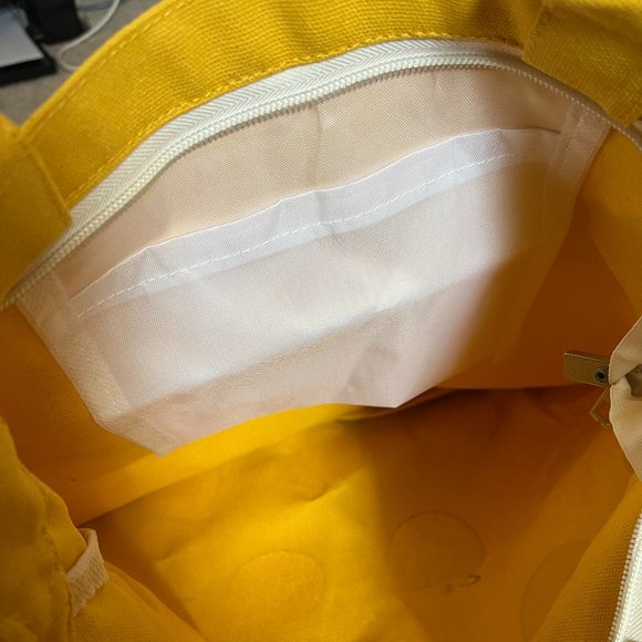 Vibrant Yellow *Strawberry* Tote, Full Zipper, Adjust or Remove Strap, NWOT - Picture 8 of 9